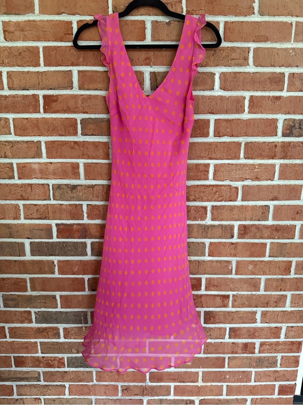 Pink & Yellow Polka Dot Ruffle-Trim Maxi Dress